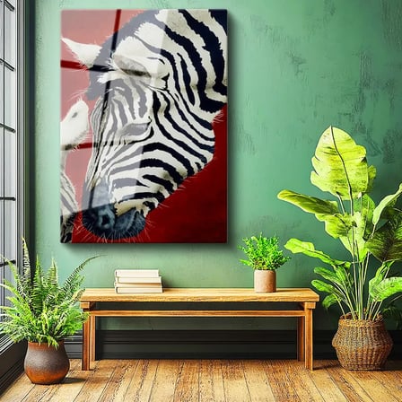 Tamperli Gerçek Cam Tablo Doğal Desen Zebra Tablosu Duvar Dekoru