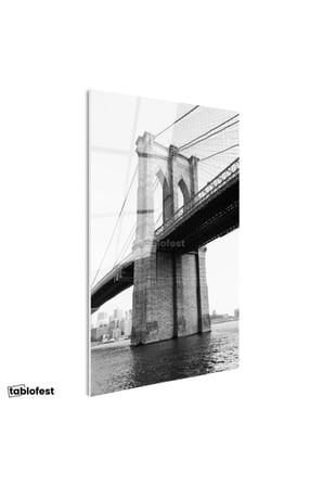 Tamperli Gerçek Cam Tablo New York Brooklyn Köprüsü Kemerleri Şehir Mimari Tablo Duvar Dekoru