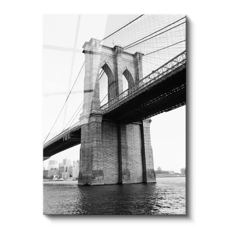 Tamperli Gerçek Cam Tablo New York Brooklyn Köprüsü Kemerleri Şehir Mimari Tablo Duvar Dekoru