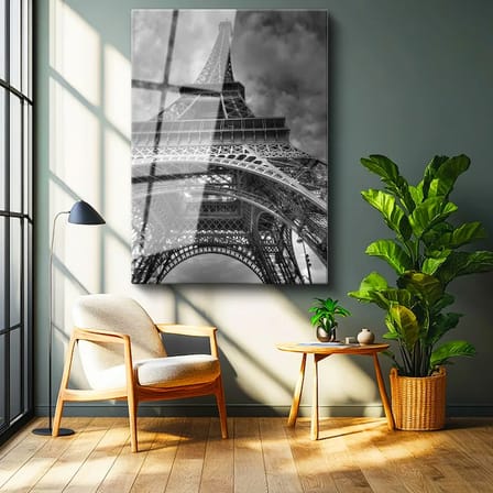 Tamperli Gerçek Cam Tablo Paris Eyfel Kulesi Taban Mimarisi Şehir Mimari Tablo Duvar Dekoru