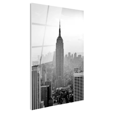 Tamperli Gerçek Cam Tablo New York Gökdelenler ve Empire State Şehir Mimari Tablo Duvar Dekoru