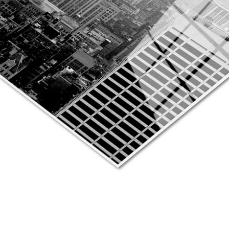 Tamperli Gerçek Cam Tablo New York Gökdelenler ve Empire State Şehir Mimari Tablo Duvar Dekoru