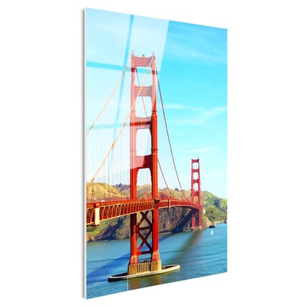 Tamperli Gerçek Cam Tablo San Francisco Kırmızı Köprü Kulesi Şehir Mimari Tablo Duvar Dekoru