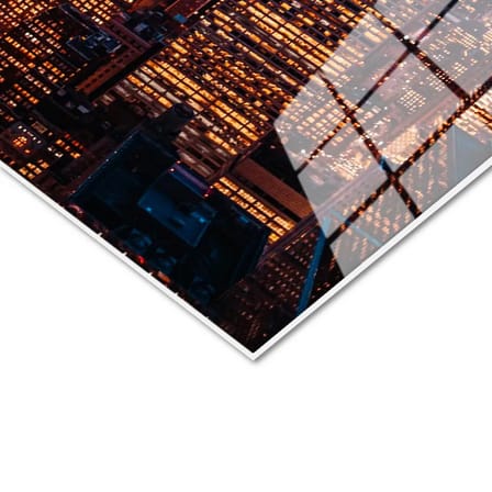 Tamperli Gerçek Cam Tablo New York Empire State Gece Manzarası Şehir Mimari Tablo Duvar Dekoru