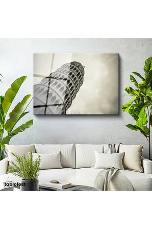 Tamperli Gerçek Cam Tablo Pisa Kulesi Detaylı Mimari Yapı Şehir Mimari Tablo Duvar Dekoru