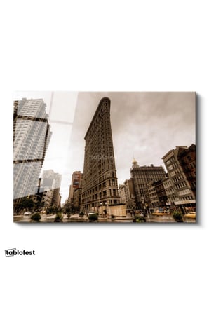 Tamperli Gerçek Cam Tablo New York Flatiron Binası Şehir Mimari Tablo Duvar Dekoru