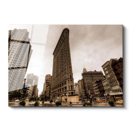 Tamperli Gerçek Cam Tablo New York Flatiron Binası Şehir Mimari Tablo Duvar Dekoru