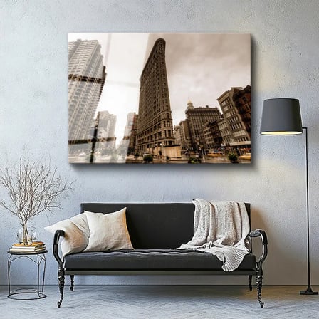 Tamperli Gerçek Cam Tablo New York Flatiron Binası Şehir Mimari Tablo Duvar Dekoru