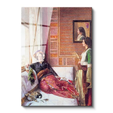Tamperli Gerçek Cam Tablo Harem Odasında Dinlenen Sultanlar Osmanlı Tablosu Duvar Dekoru