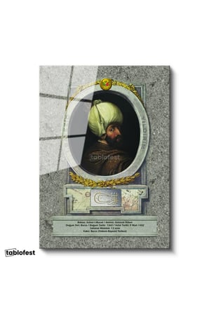 Tamperli Gerçek Cam Tablo Sultan Birinci Bayezid Tarihi Portre Osmanlı Tablosu Duvar Dekoru