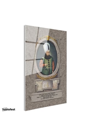 Tamperli Gerçek Cam Tablo Sultan İbrahim Han Padişah Portresi Osmanlı Tablosu Duvar Dekoru