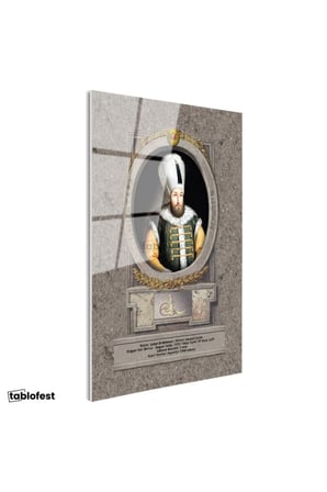 Tamperli Gerçek Cam Tablo Sultan Birinci Mustafa Han Portresi Osmanlı Tablosu Duvar Dekoru