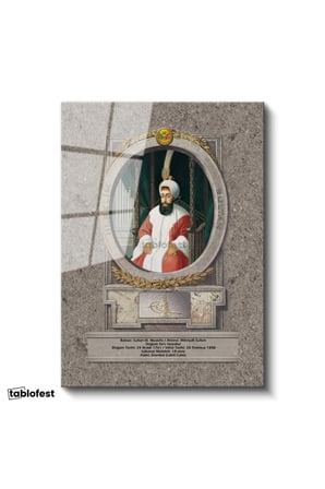 Tamperli Gerçek Cam Tablo Sultan III Selim Portresi Osmanlı Tablosu Duvar Dekoru