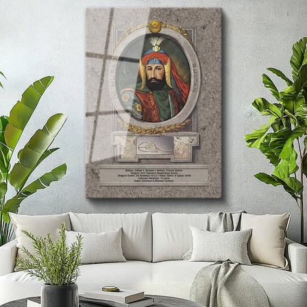 Tamperli Gerçek Cam Tablo Sultan I Ahmed Portresi Osmanlı Tablosu Duvar Dekoru