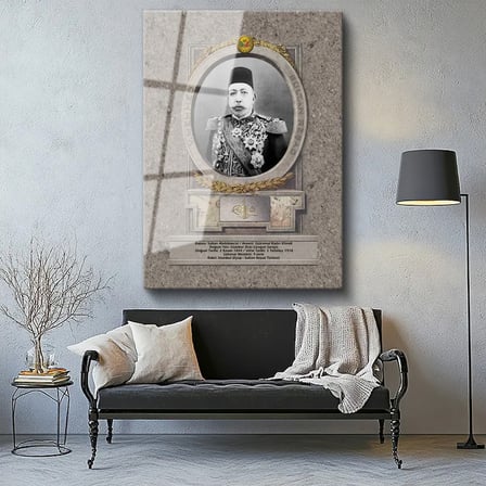 Tamperli Gerçek Cam Tablo Sultan Mehmed Reşad Portresi Osmanlı Tablosu Duvar Dekoru