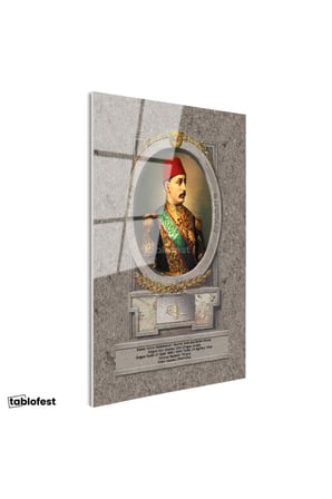 Tamperli Gerçek Cam Tablo Sultan Mehmed Reşad Üniformalı Portre Osmanlı Tablosu Duvar Dekoru