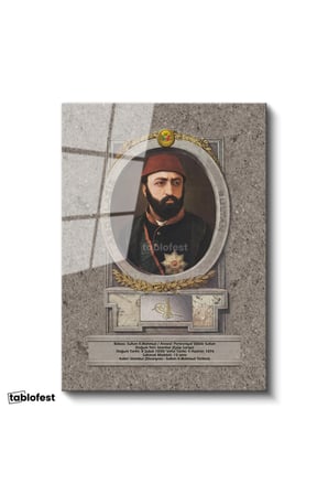 Tamperli Gerçek Cam Tablo Sultan Abdülaziz Portresi Osmanlı Tablosu Duvar Dekoru