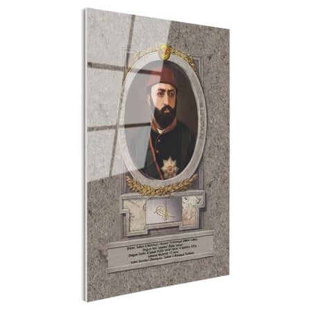 Tamperli Gerçek Cam Tablo Sultan Abdülaziz Portresi Osmanlı Tablosu Duvar Dekoru