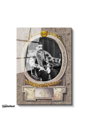 Tamperli Gerçek Cam Tablo Sultan II Abdülhamid Klasik Portre Osmanlı Tablosu Duvar Dekoru