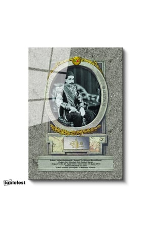 Tamperli Gerçek Cam Tablo Sultan II Abdülhamid Taht Portresi Osmanlı Tablosu Duvar Dekoru