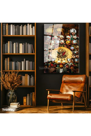 Tamperli Gerçek Cam Tablo Tüm Padişahlar ve Devlet Arması Osmanlı Tablosu Duvar Dekoru