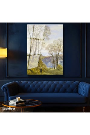 Tamperli Gerçek Cam Tablo J.M.W. Turner Ağaçlık Arazi Uzaktan Yelkenli Ressam Tablosu Duvar Dekoru