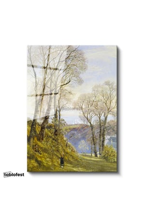 Tamperli Gerçek Cam Tablo J.M.W. Turner Ağaçlık Arazi Uzaktan Yelkenli Ressam Tablosu Duvar Dekoru