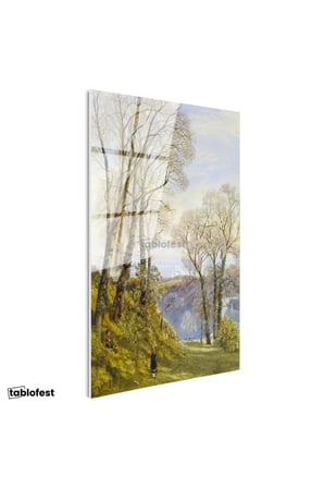 Tamperli Gerçek Cam Tablo J.M.W. Turner Ağaçlık Arazi Uzaktan Yelkenli Ressam Tablosu Duvar Dekoru