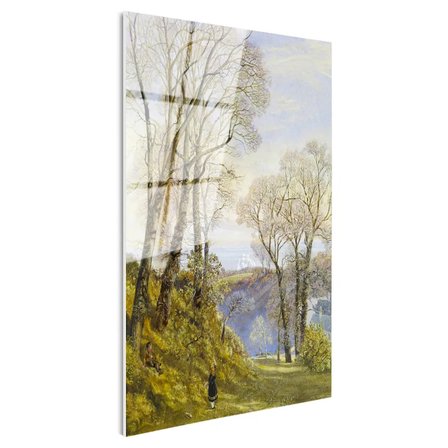 Tamperli Gerçek Cam Tablo J.M.W. Turner Ağaçlık Arazi Uzaktan Yelkenli Ressam Tablosu Duvar Dekoru