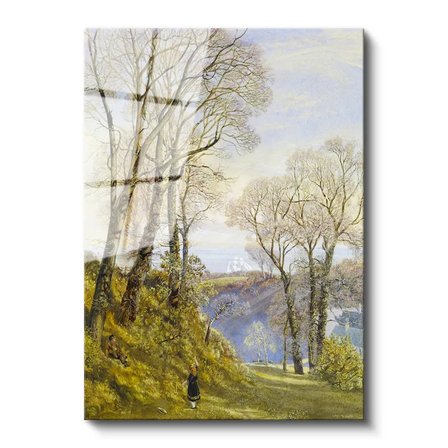 Tamperli Gerçek Cam Tablo J.M.W. Turner Ağaçlık Arazi Uzaktan Yelkenli Ressam Tablosu Duvar Dekoru