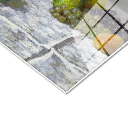 Tamperli Gerçek Cam Tablo Claude Monet Meyveler ve Çiçekler Sepetli Natürmort Ressam Tablosu Dekoru