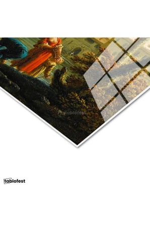 Tamperli Gerçek Cam Tablo C.J. Vernet Balıkçılar Kıyı Kulesi Deniz Kenarı Ressam Tablosu Dekoru