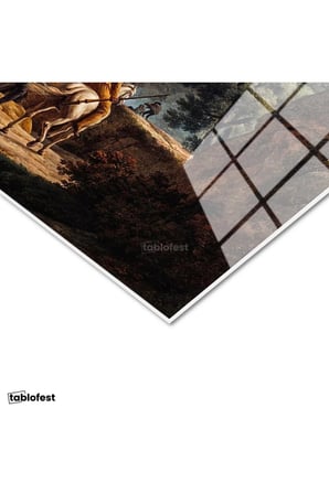 Tamperli Gerçek Cam Tablo C.J. Vernet Kale Manzarası Öncesi Yağmurlu Atmosfer Ressam Tablosu Dekoru