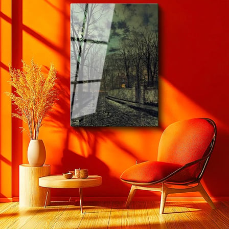 Tamperli Gerçek Cam Tablo J.A. Grimshaw Yağmurlu Sokak Figürlü Gece Manzarası Ressam Tablosu Dekoru