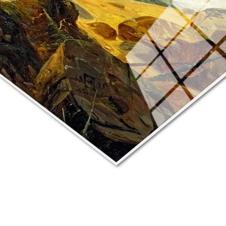 Tamperli Gerçek Cam Tablo C.D. Friedrich Batık Gemi Fırtınalı Deniz Kayalık Ressam Tablosu Dekoru