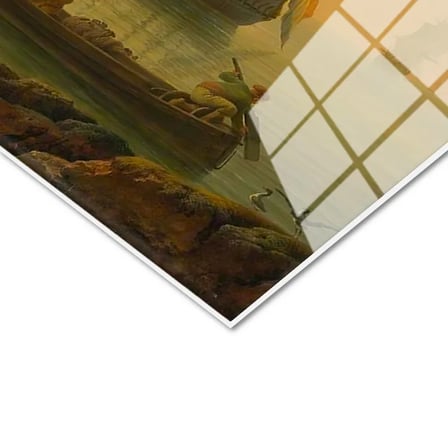 Tamperli Gerçek Cam Tablo C.J. Vernet Sakin Liman Manzarası Ressam Tablosu Duvar Dekoru