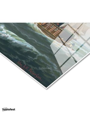 Tamperli Gerçek Cam Tablo John Stobart Denizde Yelkenliler Buharlı Ressam Tablosu Duvar Dekoru