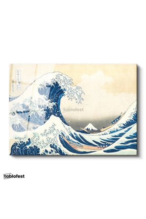 Tamperli Gerçek Cam Tablo Hokusai Büyük Dalga Kanagawa Fuji Dağı Ukiyo-e Ressam Tablosu Duvar Dekoru
