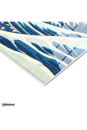 Tamperli Gerçek Cam Tablo Hokusai Büyük Dalga Kanagawa Fuji Dağı Ukiyo-e Ressam Tablosu Duvar Dekoru
