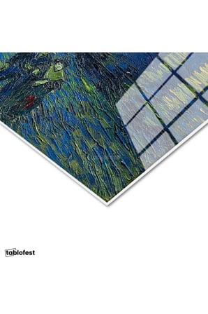 Tamperli Gerçek Cam Tablo Van Gogh Rhone Üzerinde Yıldızlı Gece Rıhtım Ressam Tablosu Duvar Dekoru