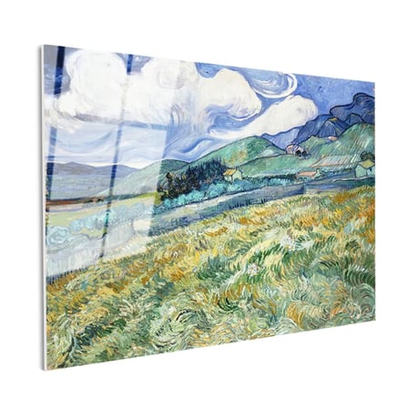 Tamperli Gerçek Cam Tablo Van Gogh Buğday Tarlası Yokuş Yukarı Ressam Tablosu Duvar Dekoru