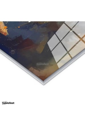 Gümüş Renk Metal Çerçeveli Tamperli Cam Tablo Vazolu Çiçek Aranjmanı Çiçek Tablosu Duvar Dekoru