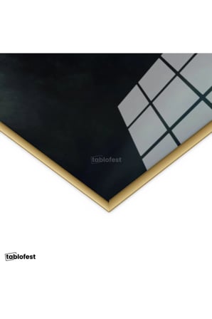 Altın Renk Metal Çerçeveli Tamperli Cam Tablo Buket Formlu Çiçek Kompozisyonu Çiçek Tablosu Duvar Dekoru