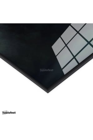 Siyah Renk Metal Çerçeveli Tamperli Cam Tablo Buket Formlu Çiçek Kompozisyonu Çiçek Tablosu Duvar Dekoru
