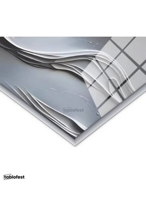 Gümüş Renk Metal Çerçeveli Tamperli Cam Tablo Kabartma Görünümlü Manolyalar Çiçek Tablosu Duvar Dekoru