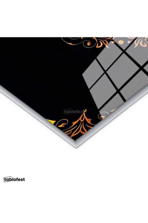 Gümüş Renk Metal Çerçeveli Tamperli Cam Tablo Allah Yazısı Çiçek Motifli Aranjman Dini İslami Tablo Duvar Dekoru