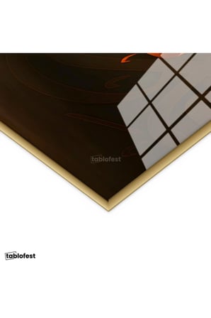 Altın Renk Metal Çerçeveli Tamperli Cam Tablo İnşirah Suresi Zorlukla Beraber Kolaylık Dini İslami Tablo Duvar Dekoru