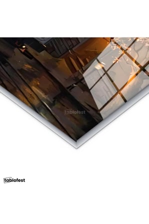 Gümüş Renk Metal Çerçeveli Tamperli Cam Tablo San Francisco Tramvay Ve Yokuş Yol Şehir Ve Mimari Tablo Duvar Dekoru