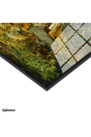 Siyah Renk Metal Çerçeveli Tamperli Cam Tablo Paul Sandby Windsor Kalesi Nehir Kenarı Piknik Ressam Tablosu Duvar Dekoru