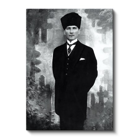 Dikey Kanvas Tablo Atatürk Kalpaklı Tam Boy Atatürk Tablosu Ev Ofis Duvar Dekoru